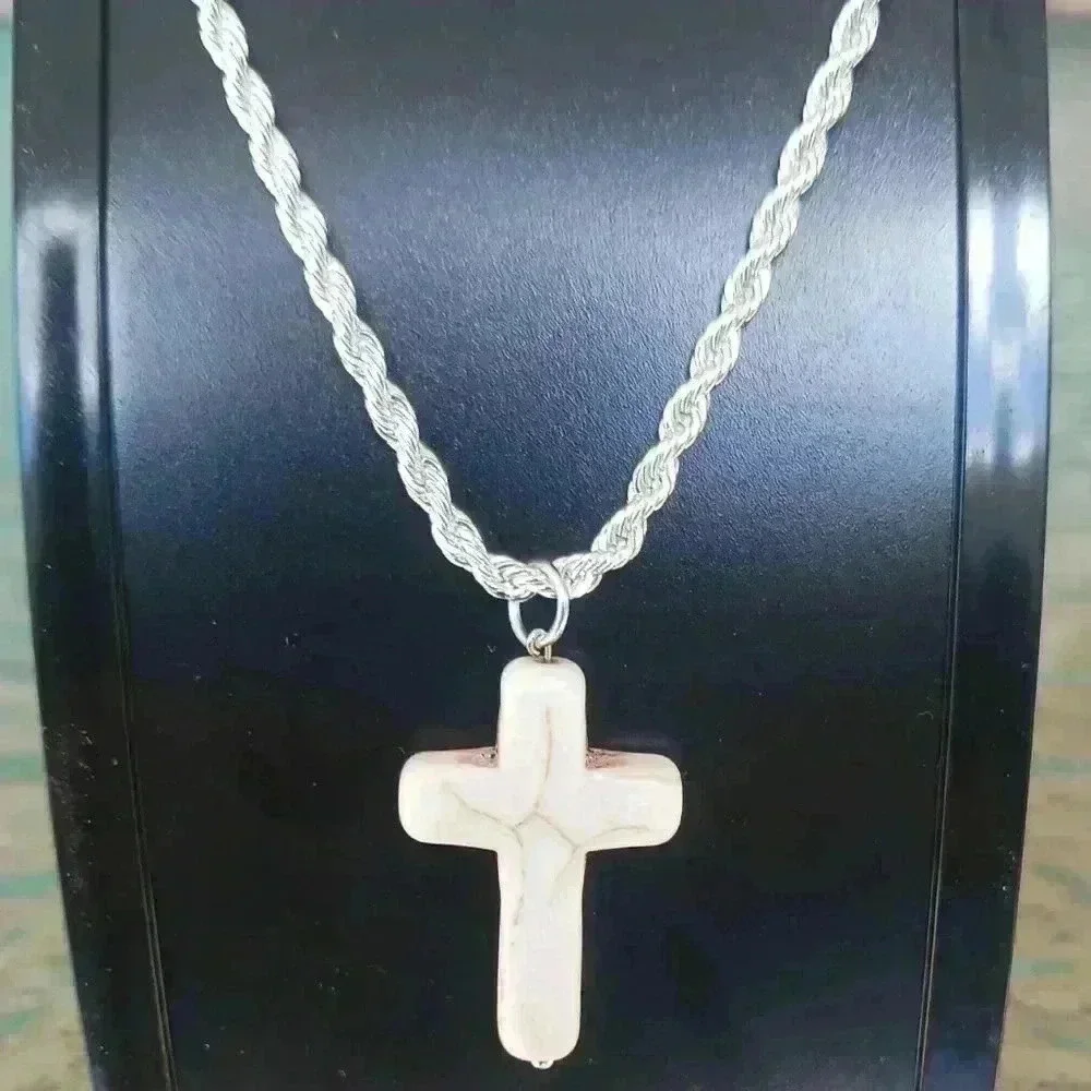 Howlite Turquoise Cross Necklace